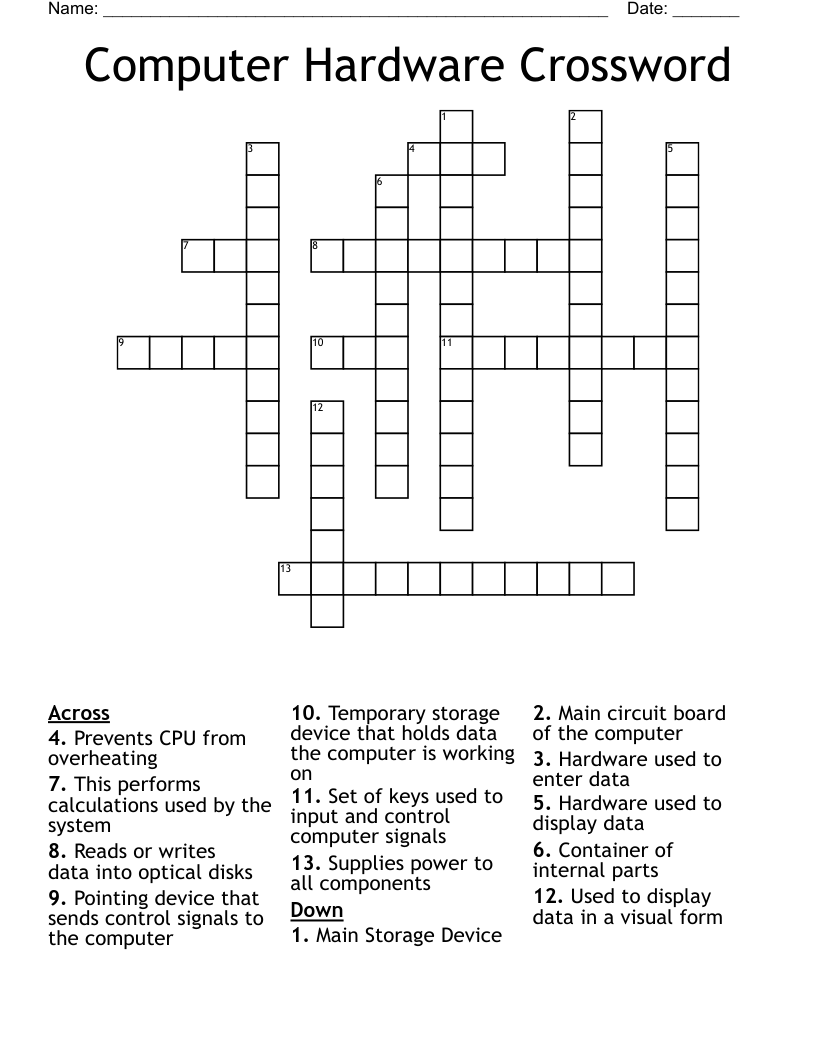 Computer Hardware Crossword
