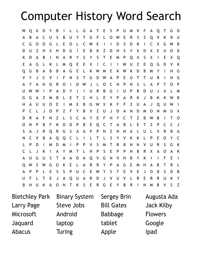 Computer History Word Search
