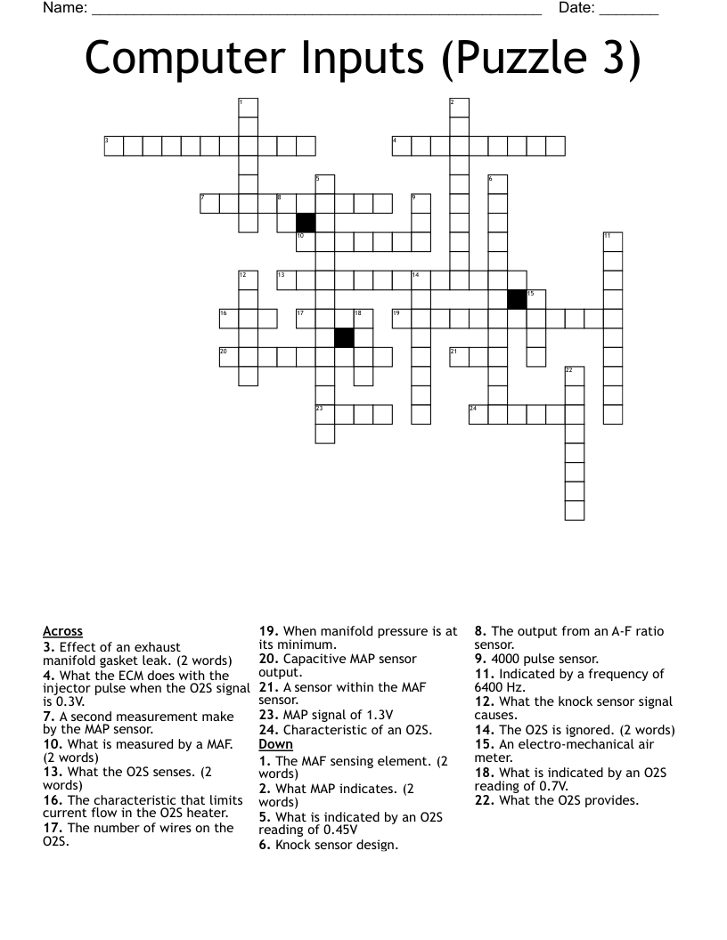 Computer Inputs (Puzzle 3) Crossword