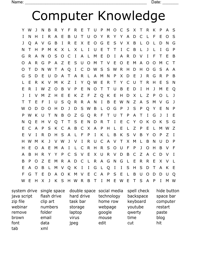 Computer Knowledge Word Search