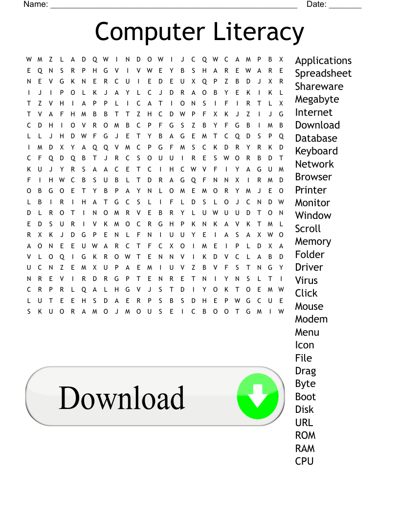 Computer Literacy  Word Search