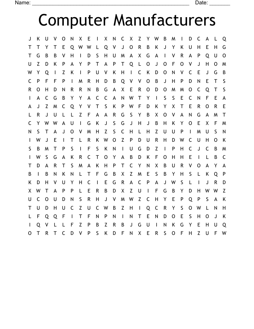 Computer Manufacturers Word Search
