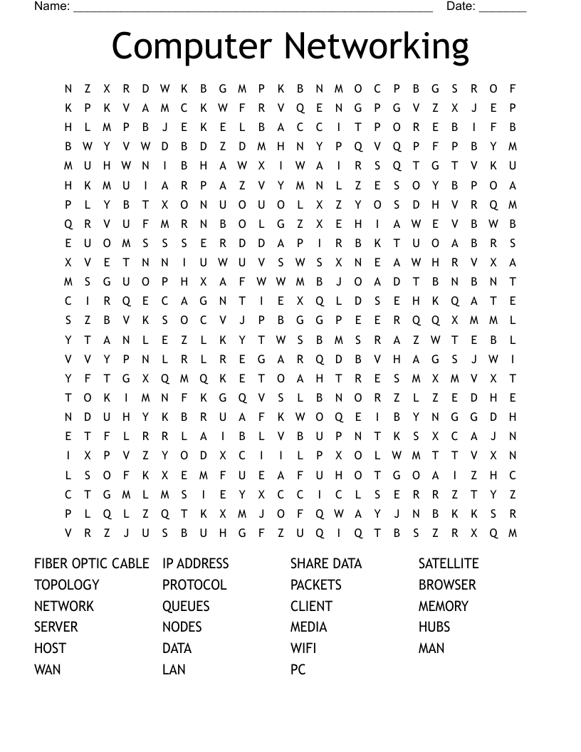 Computer Networking Word Search