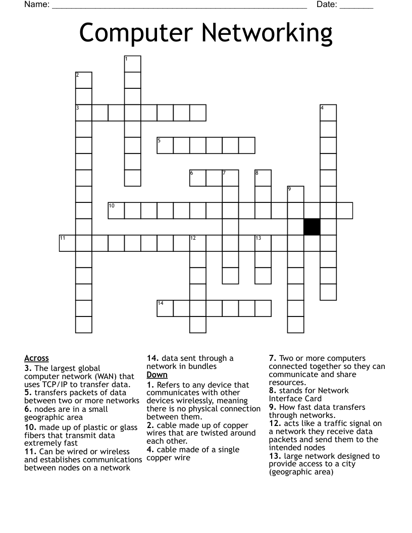 Computer Networking Crossword