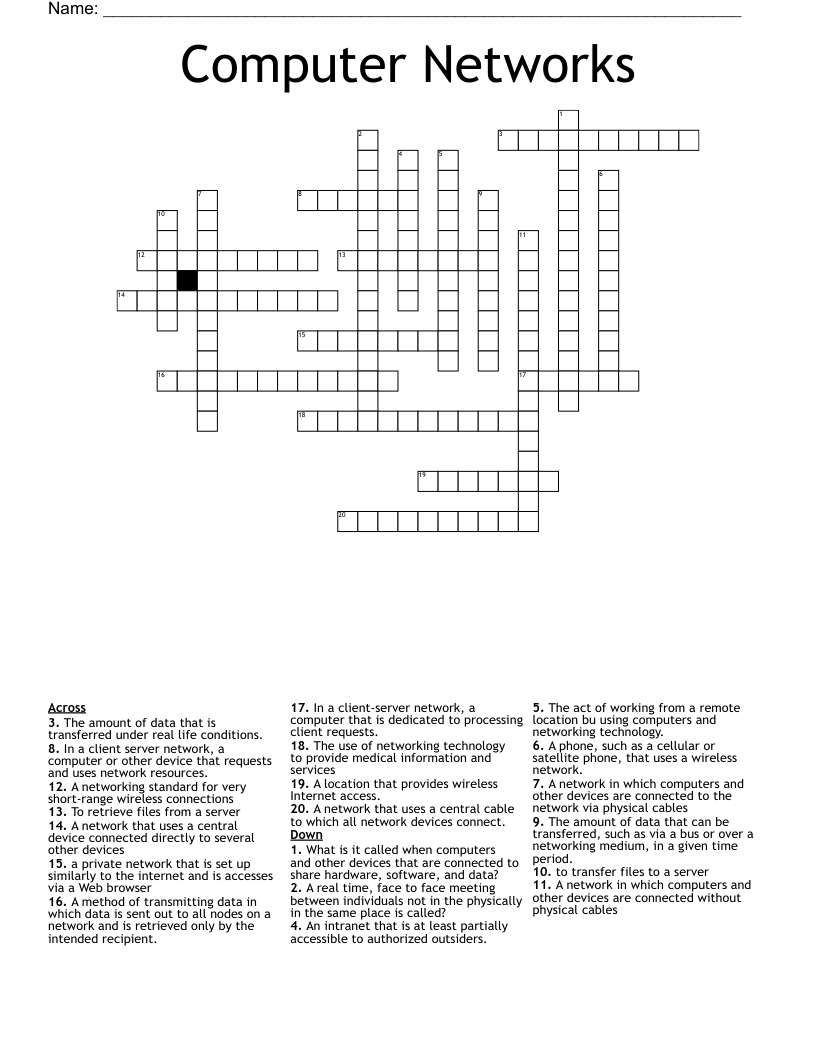 Computer Networks Crossword