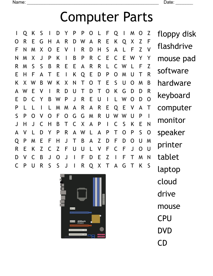 Computer Parts Word Search