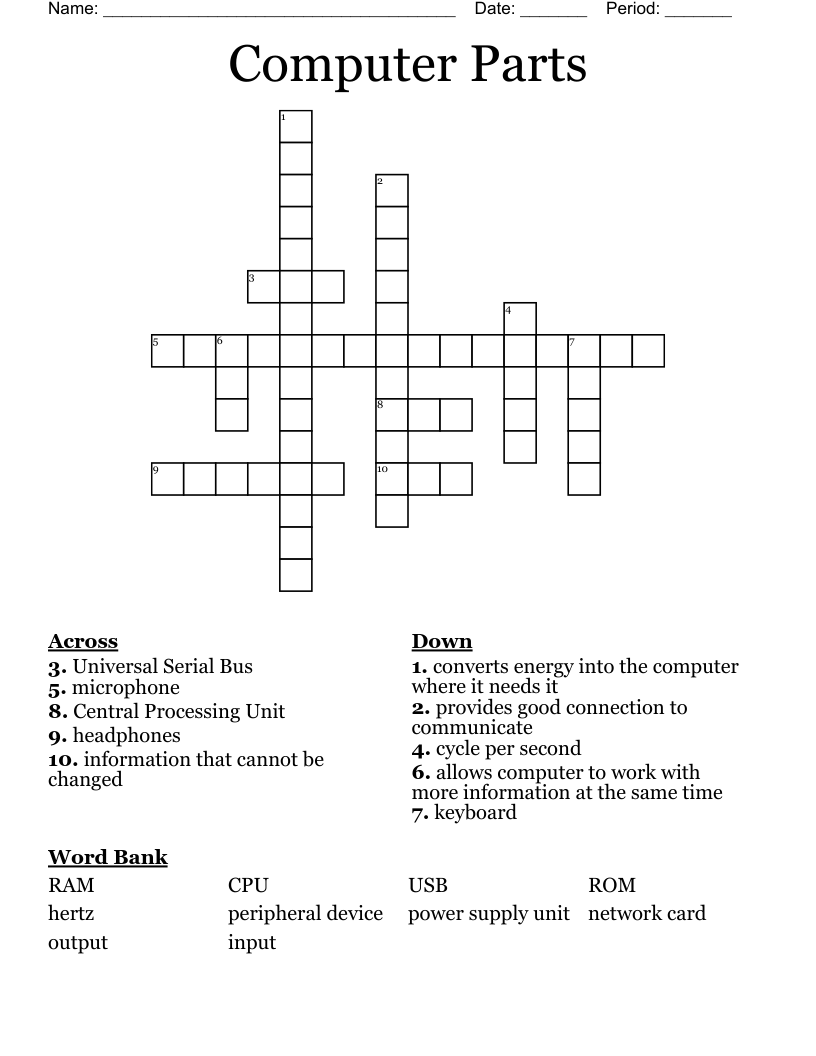 Computer Parts Crossword