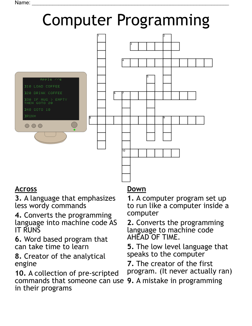 Computer Programming Crossword