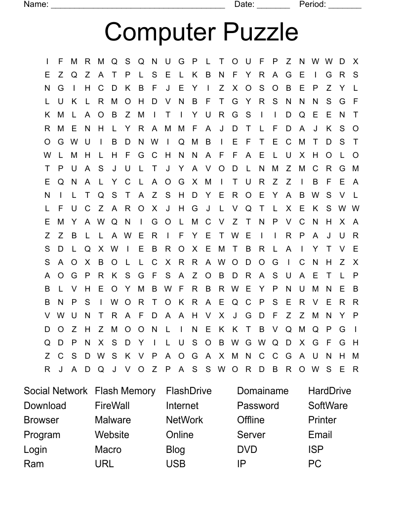 Computer Puzzle Word Search