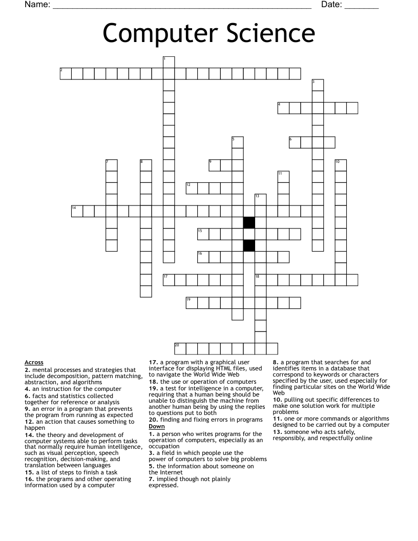Computer Science Crossword