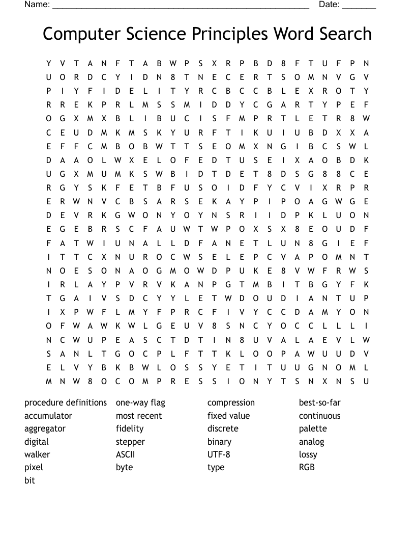 Computer Science Principles Word Search