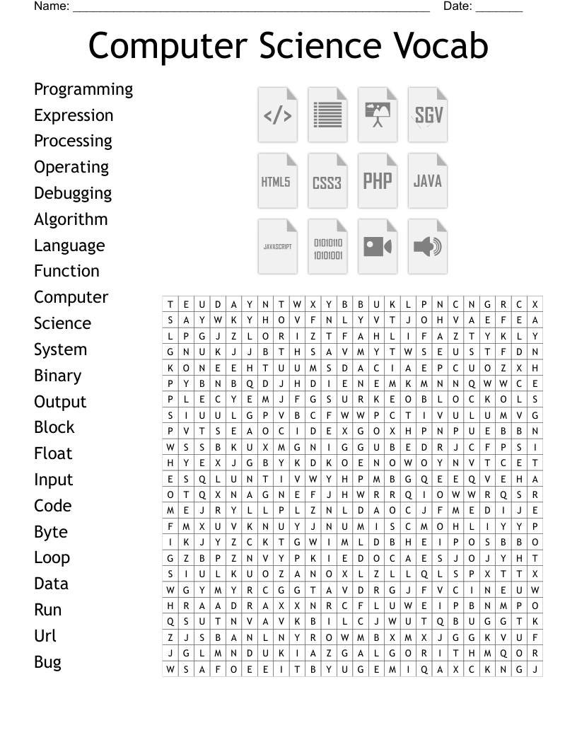 Computer Science Vocab Word Search