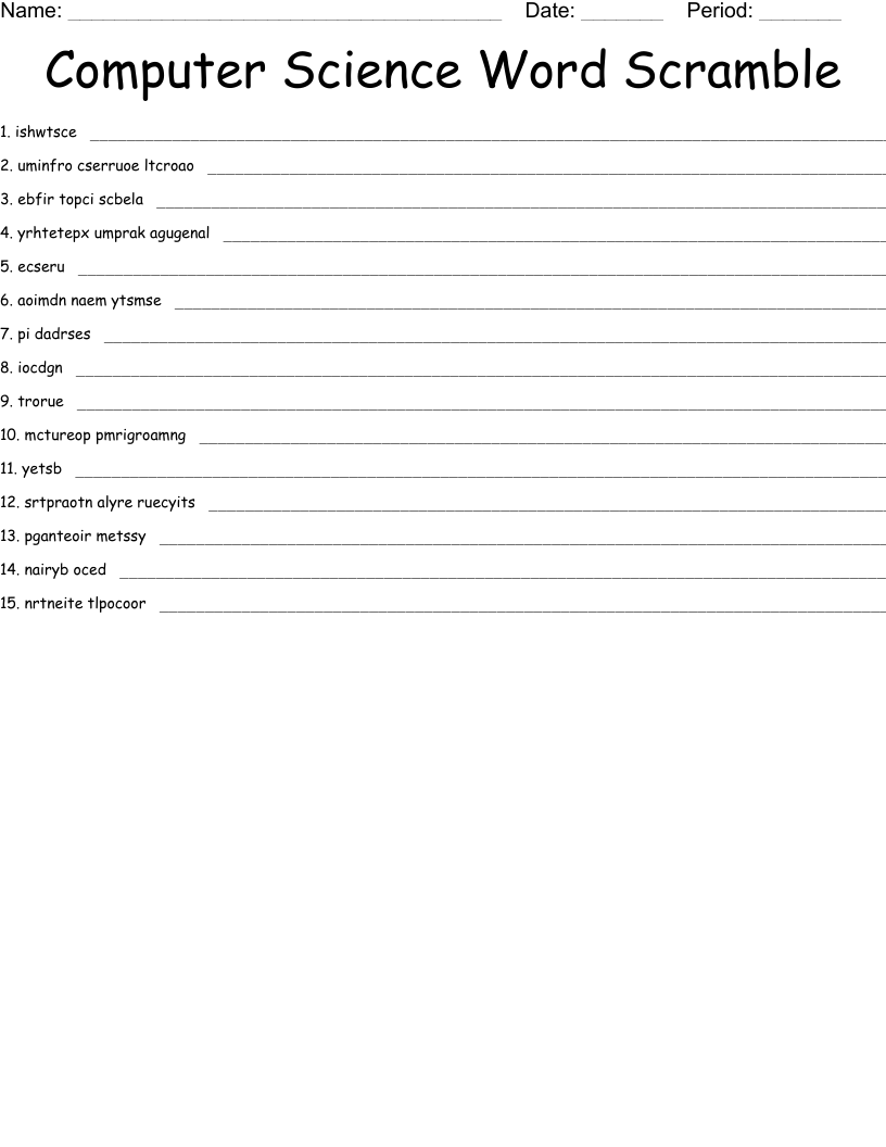 Computer Science Word Scramble