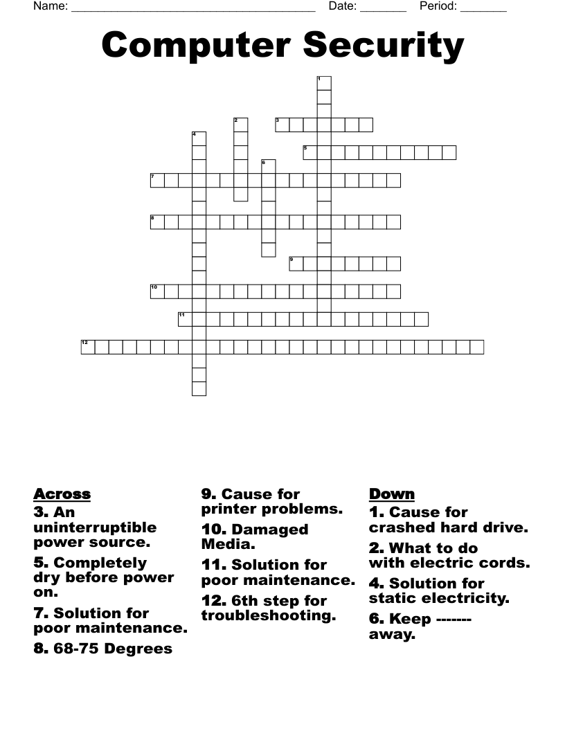 Computer Security Crossword