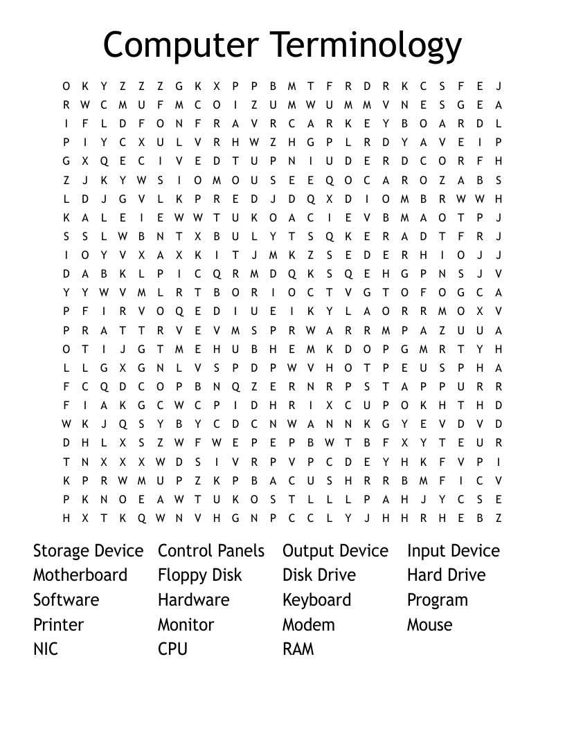 Computer Terminology Word Search