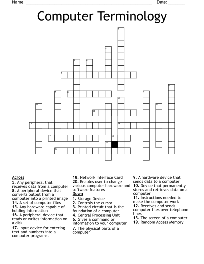 Computer Terminology Crossword