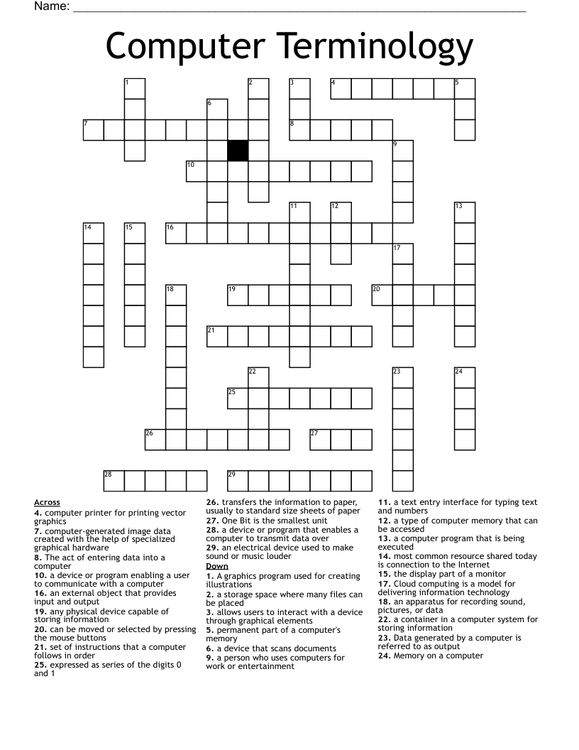 Computer Terminology Crossword
