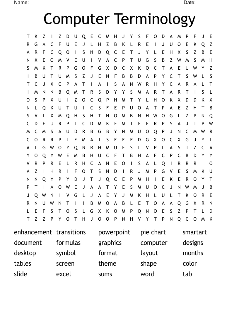 Computer Terminology Word Search