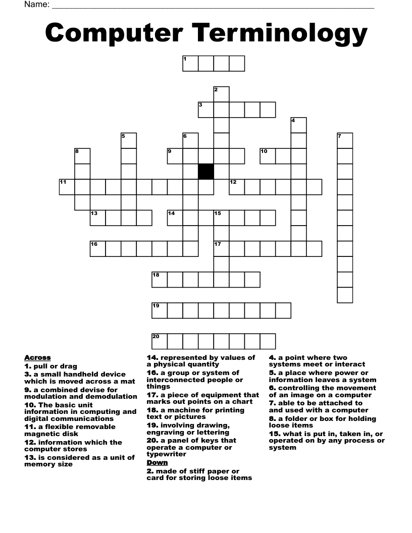 Computer Terminology Crossword