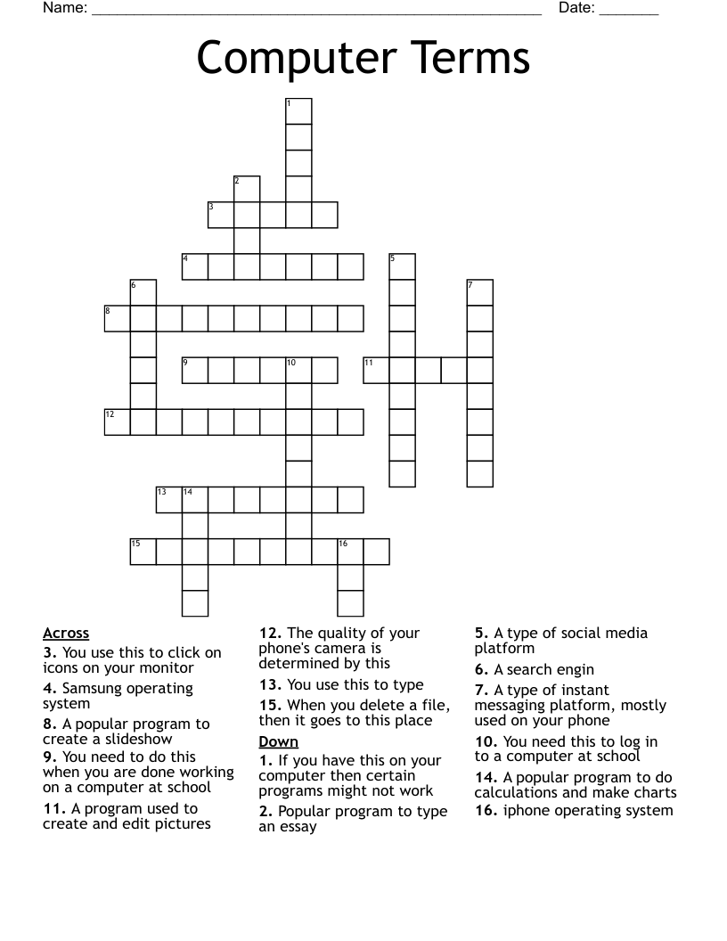 Computer Terms Crossword