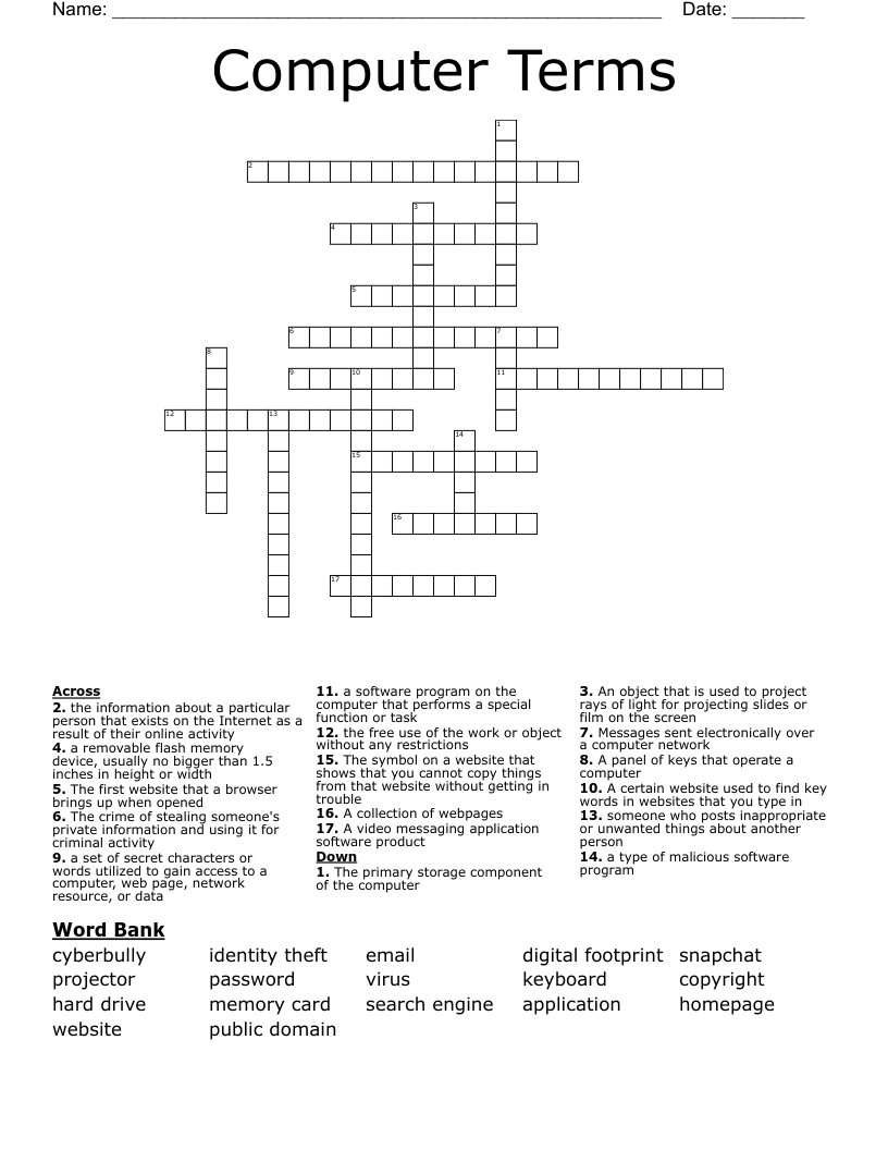 Computer Terms Crossword