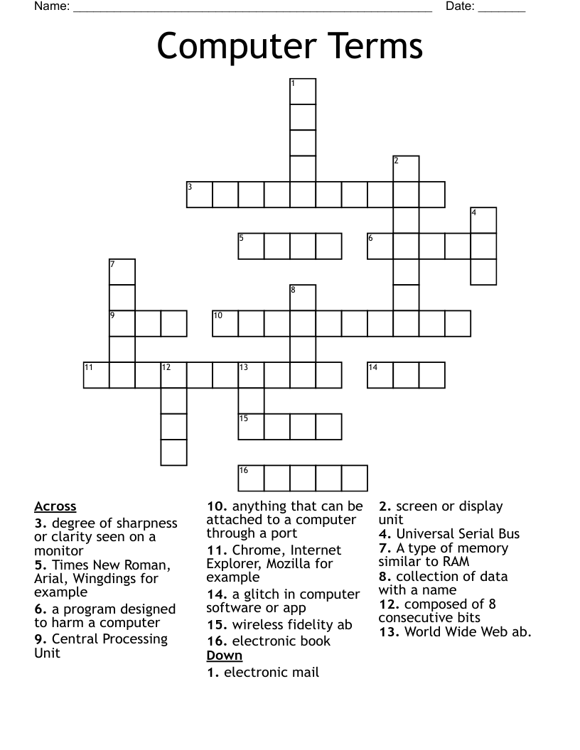 Computer Terms Crossword