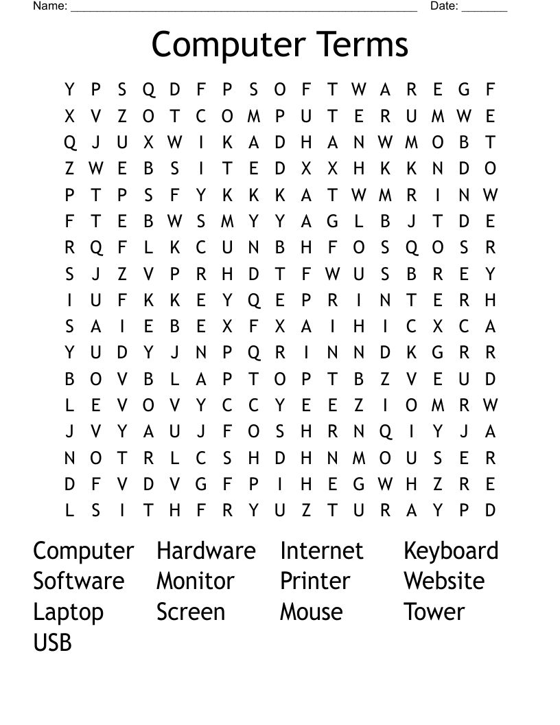 Computer Terms  Word Search
