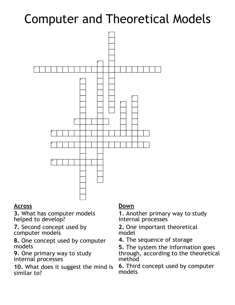 Computer and Theoretical Models Crossword