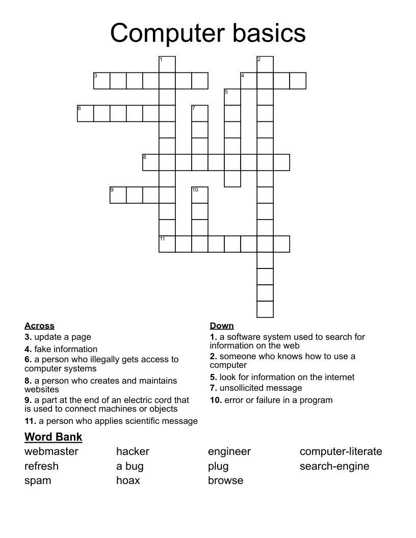 Computer basics Crossword