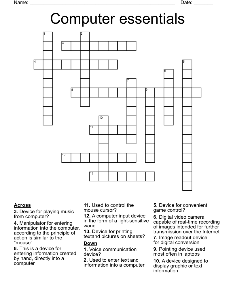 Computer essentials Crossword