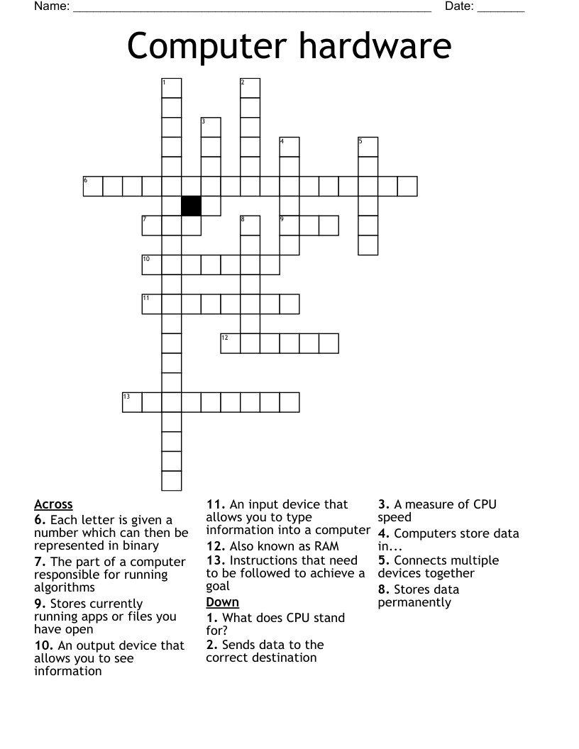 Computer hardware Crossword