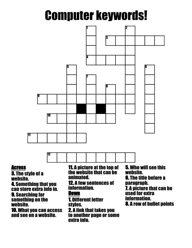 Computer keywords! Crossword