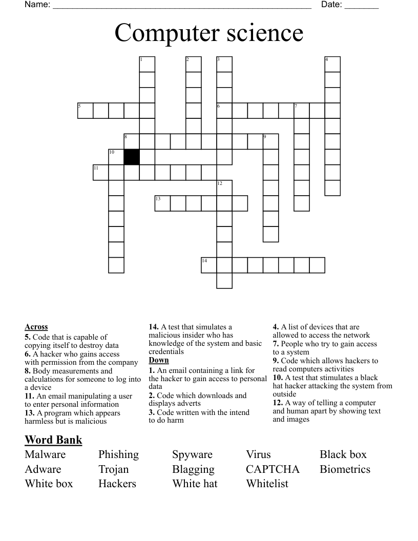 Computer science Crossword