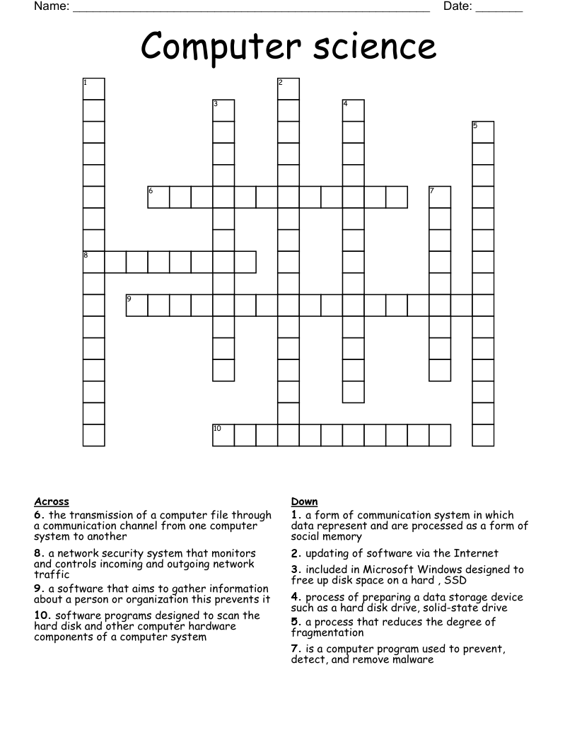 Computer science Crossword