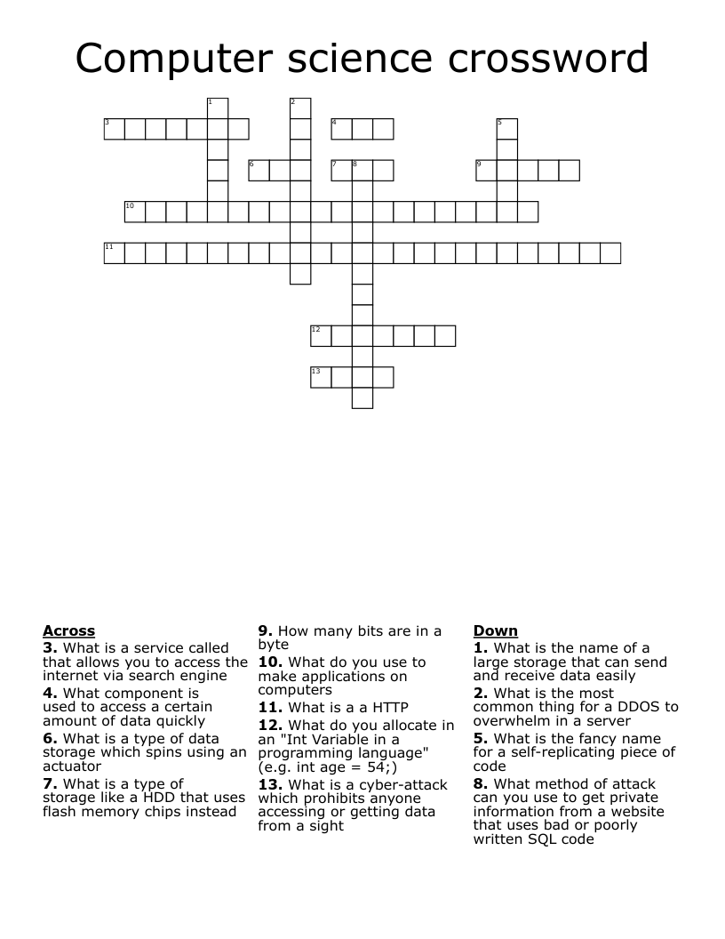 Computer science crossword