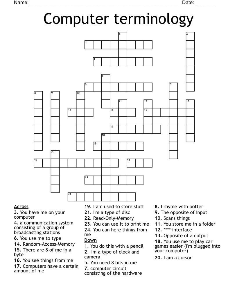 Computer terminology Crossword