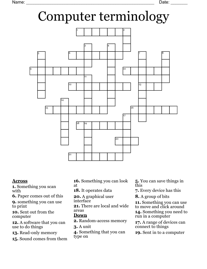 Computer terminology  Crossword