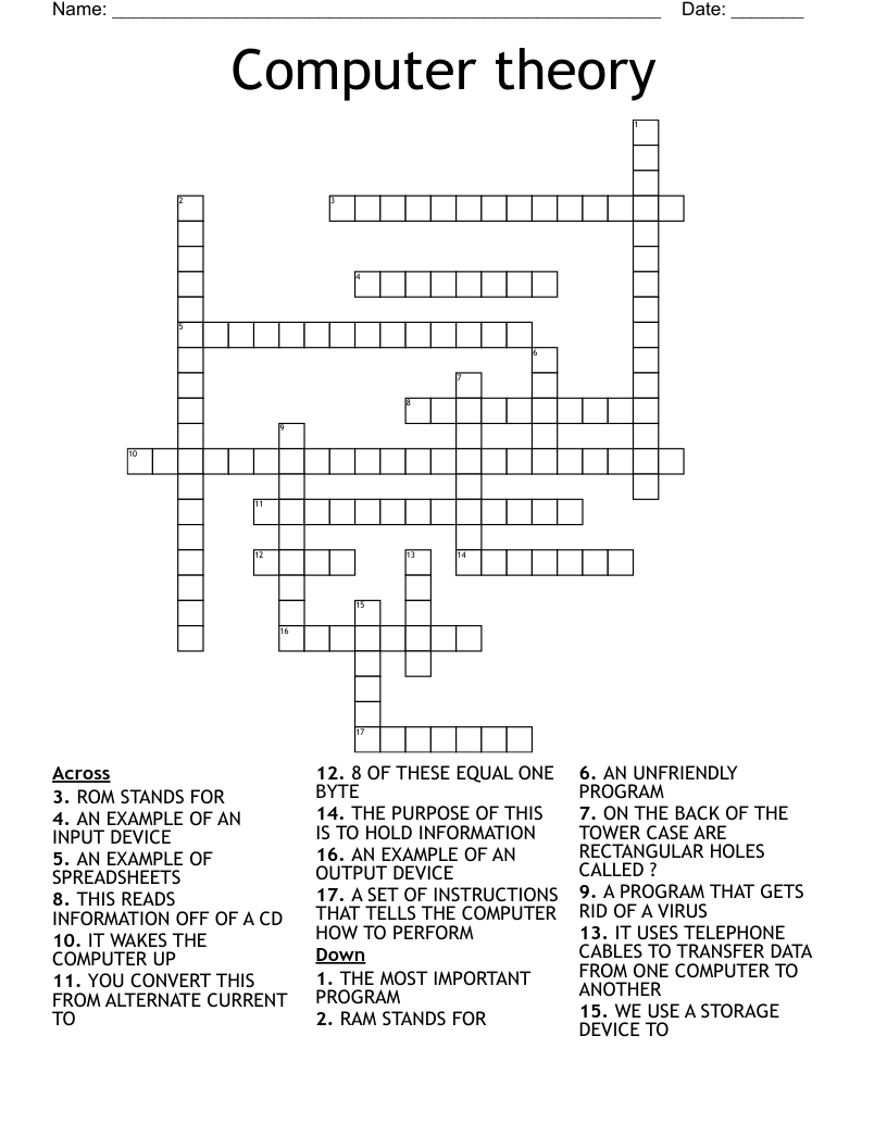Computer theory Crossword