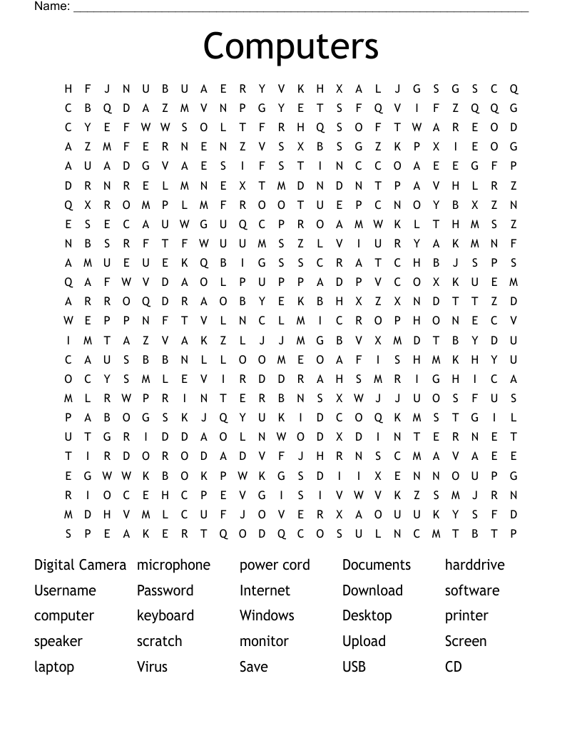 Computers Word Search