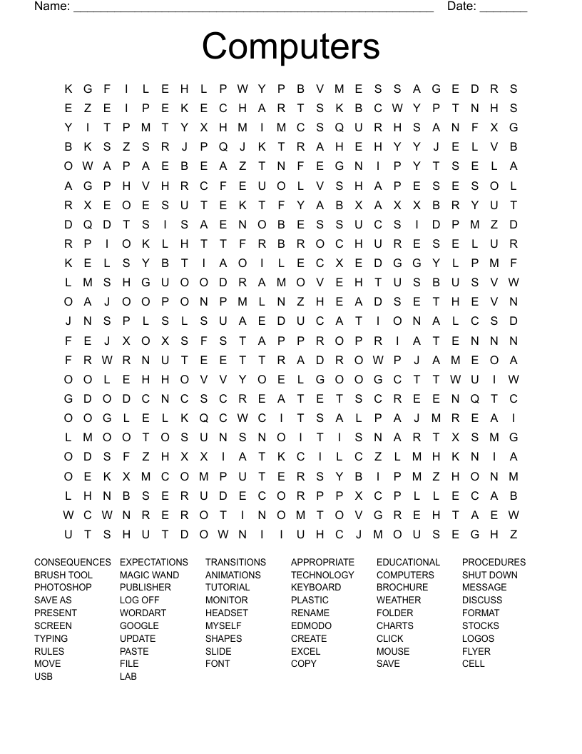 Computers Word Search