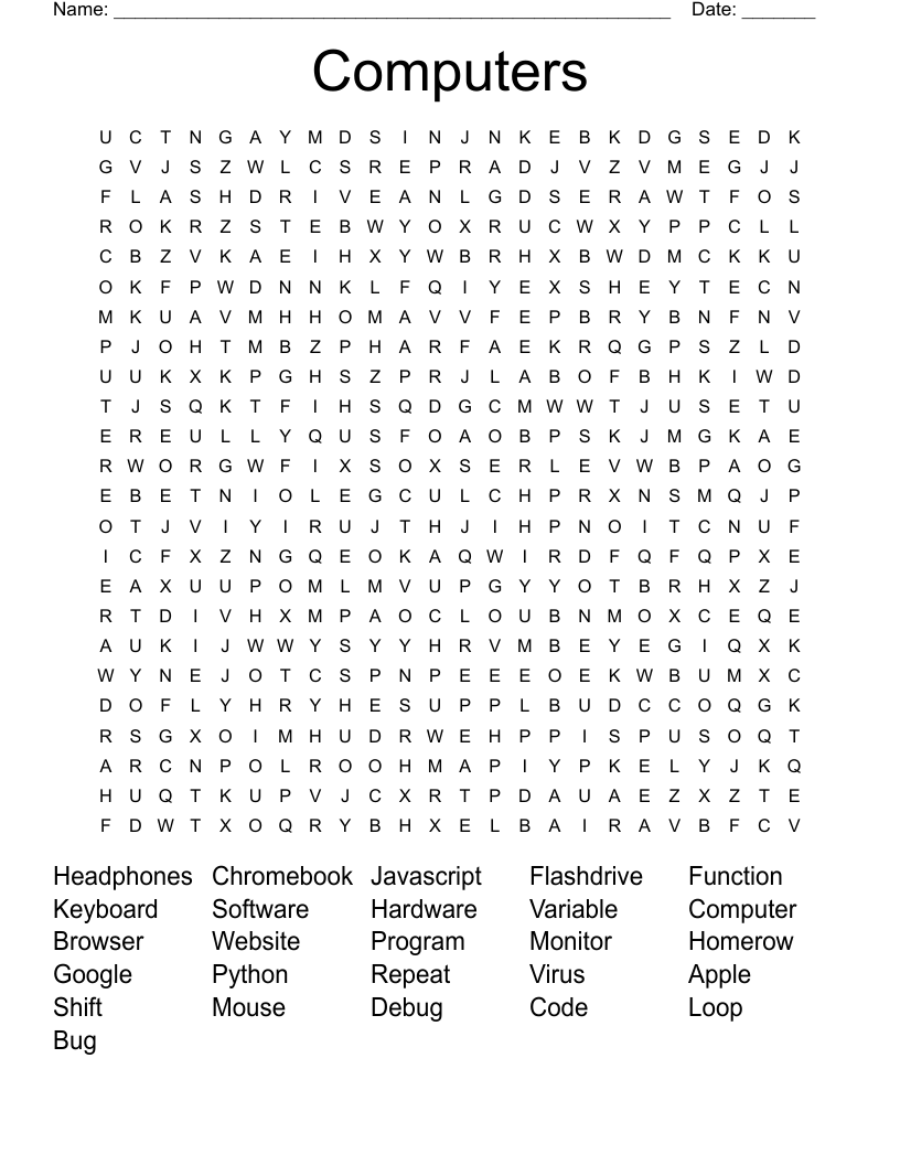 Computers Word Search
