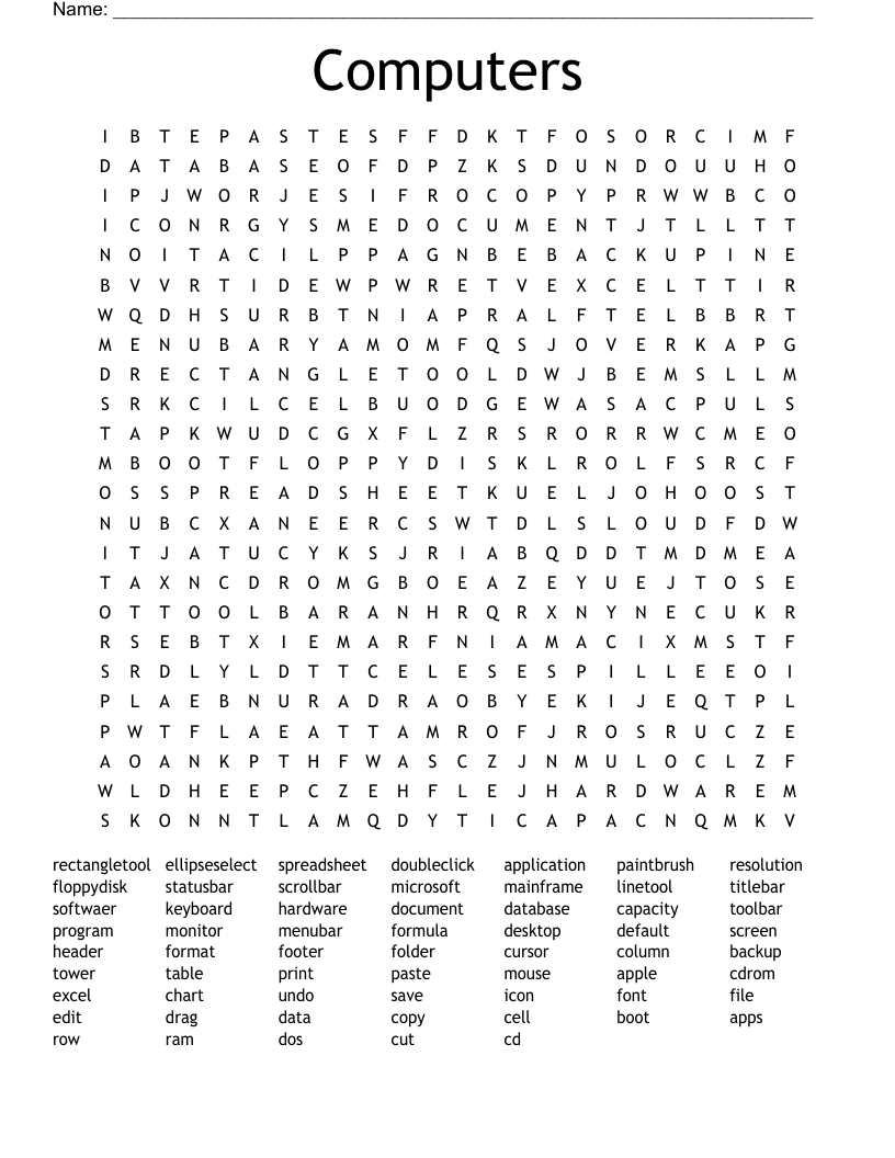 Computers Word Search