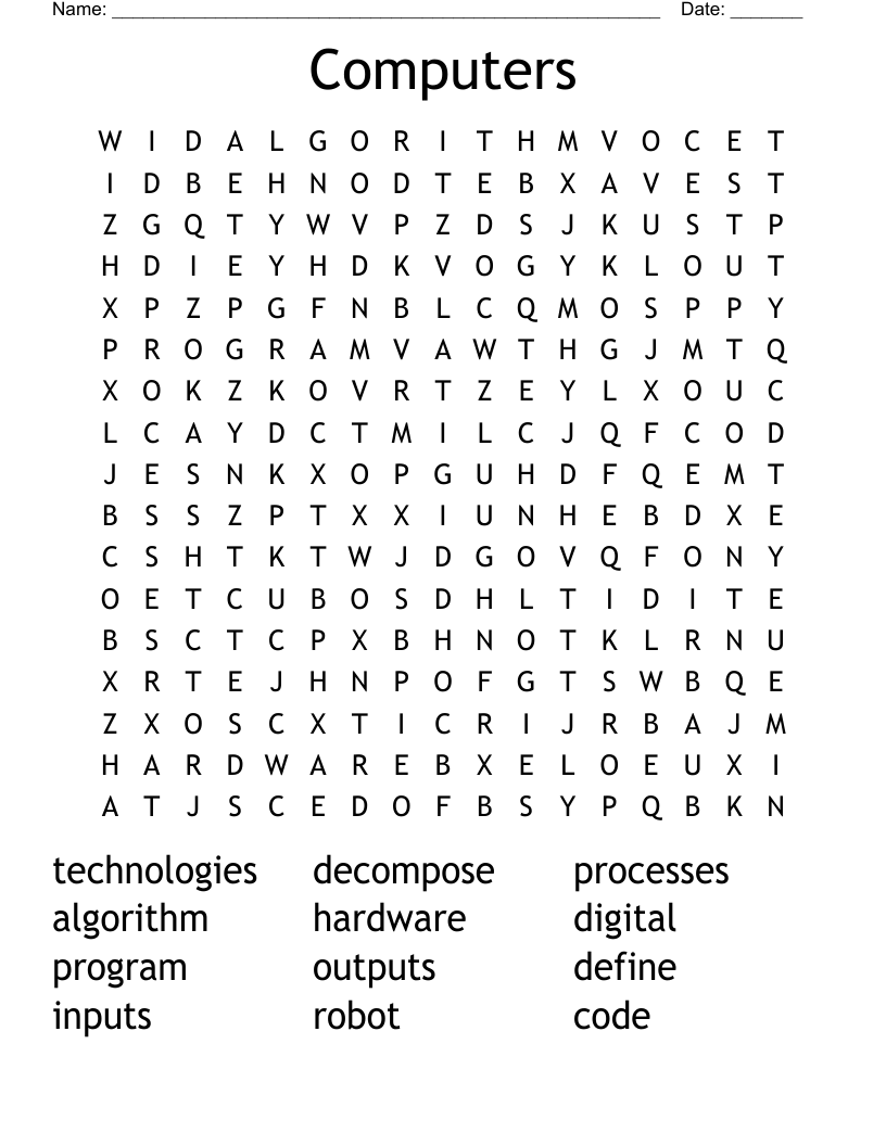 Computers  Word Search