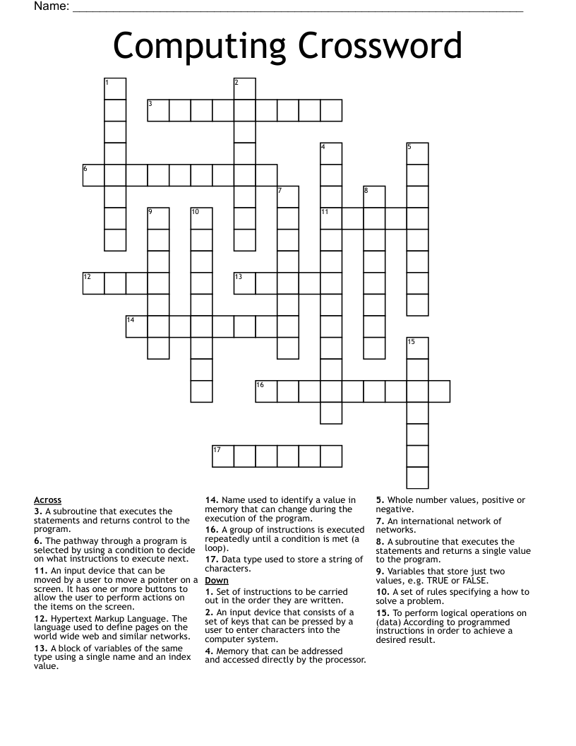 Computing Crossword