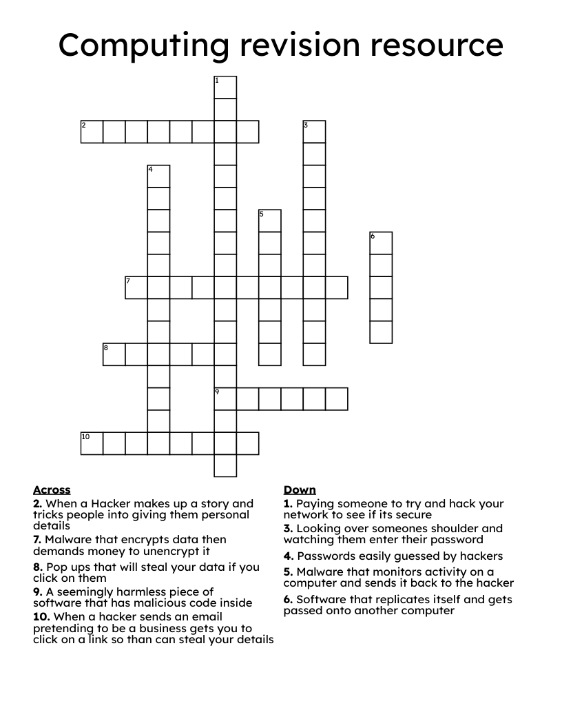 Computing revision resource Crossword