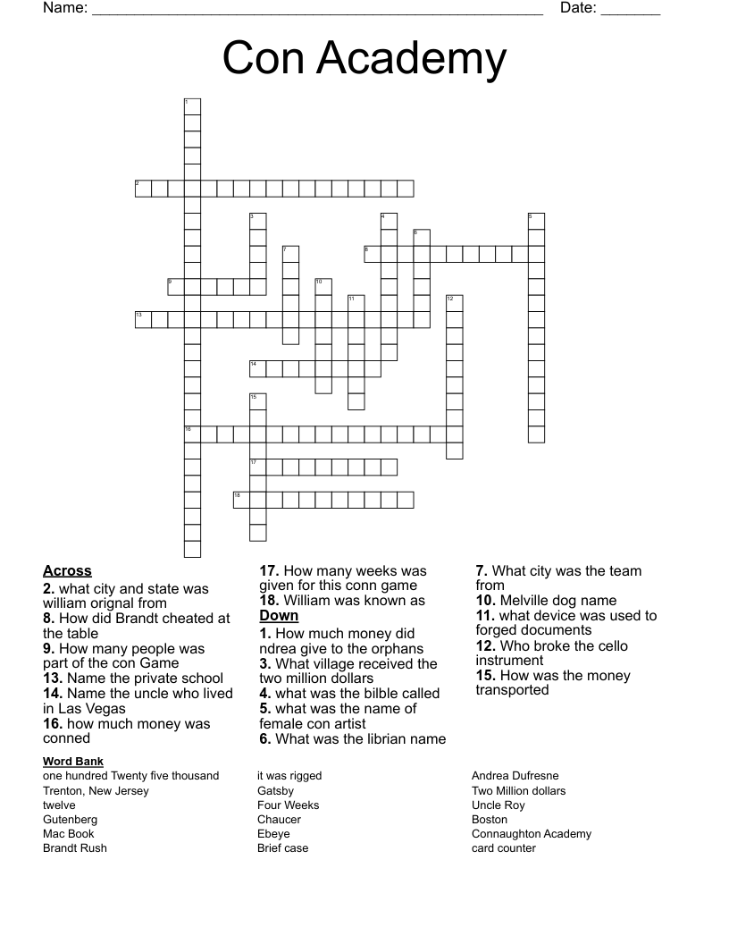 Con Academy Crossword