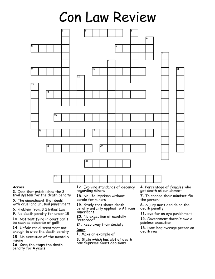 Con Law Review Crossword