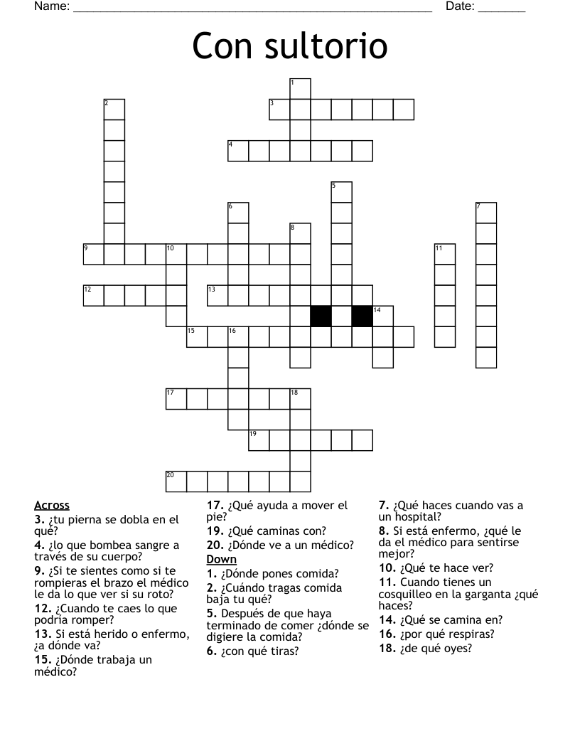 Con sultorio Crossword