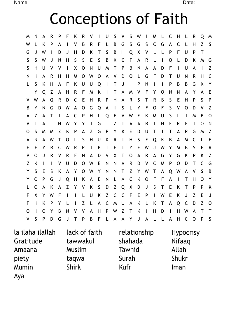 Conceptions of Faith Word Search