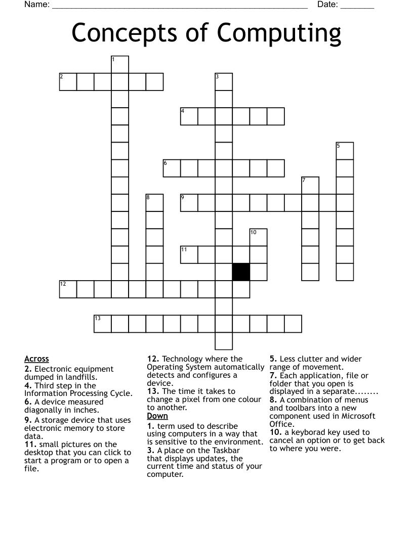 Concepts of Computing Crossword